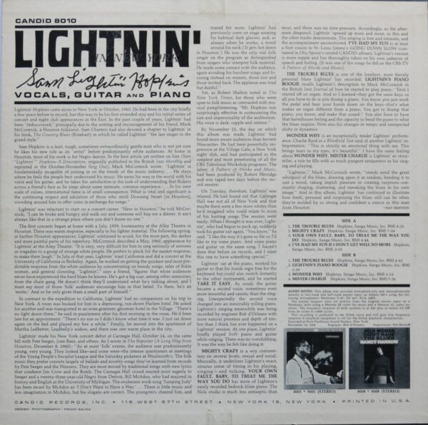 Lightnin' Hopkins ‎– Lightnin' In New York – Image 2